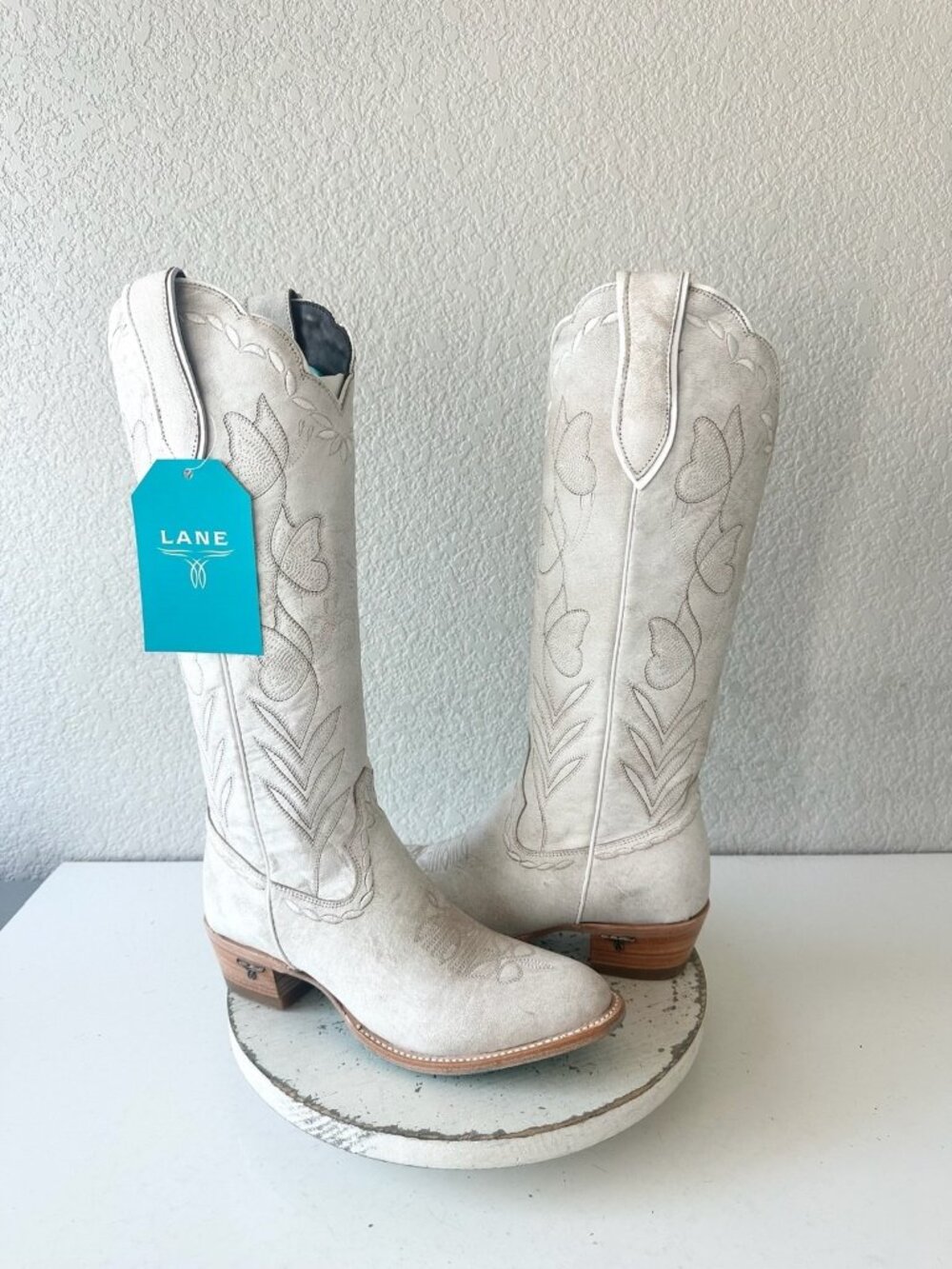 Lane SWEET MEMORIES Knee High Womens White Cowboy Boots Cowgirl Western Tall 8.5